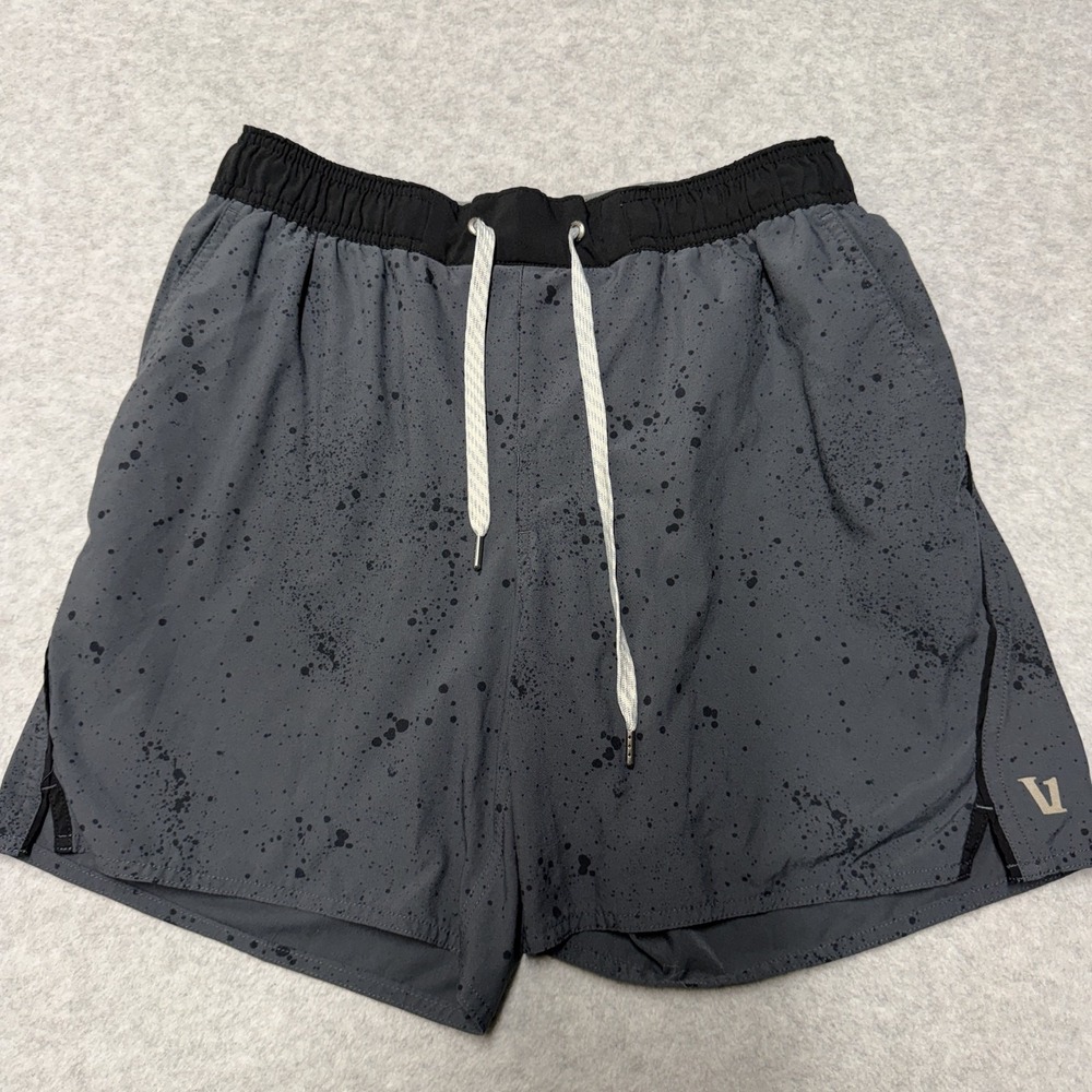 Vuori Banks Shorts Mens S Gray 7in Lined Spotted Drawstring Running Athletic